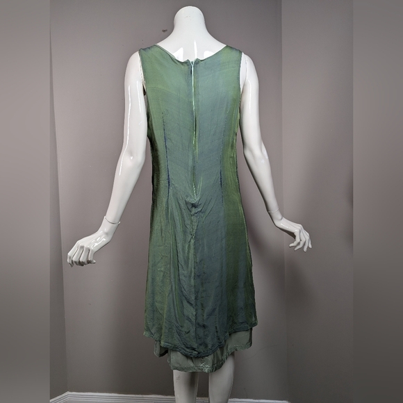 Hurricane Grace Silk Slip Dress Size 8 Green Purple Ombre 90s Minimalist Layered - Picture 2 of 10
